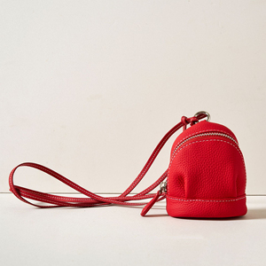 Brown Leather <b>Mini</b> <b>Crossbody</b> <b>Bag</b> Barrel-shaped Zipper Closure Minimalist Style Unisex Daily Use - Product Image 5