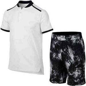 Conjunto Deportivo de Verano para Hombre, Camiseta de Tenis Blanca de Manga Corta con Ribete Negro y Pantalones Cortos con Estampado Tie-Dye, Secado Rápido, Corte Regular - Product Image 1