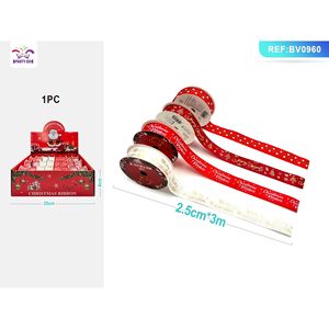 Nastri Decorativi Natalizi Assortiti 2,5cmX3m per Decorazioni Festive - Product Image 6