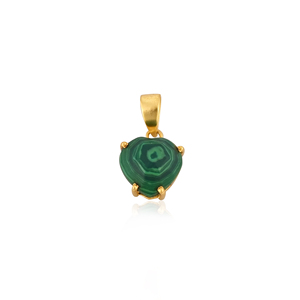 Synthetic Green Malachite Look <b>Heart</b> Pendant Gold Plated Brass Jewelry - Product Image 1