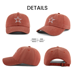 Casquette de baseball unisexe ajustable en coton lavé avec broderie étoile, 6 panneaux, style Dad Cap, qualité supérieure - Product Image 2