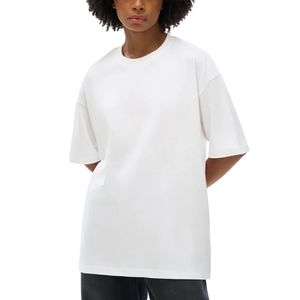 New 200grams Heavy Pure Cotton Acid Wash Silk Screen Printed Nonwoven Short-sleeved T-shirt Loose Neck Solid Color Front - Product Image 1