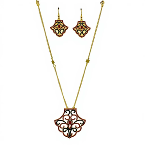 Elegante Conjunto de Joyería de Latón Chapado en Oro para Mujer, Nueva Tendencia, Estilo Clásico, Cadena con Forma de Flor, Aretes, Collares con Colgante de Moda - Product Image 1