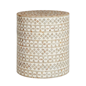 Premium Shell Inlay Mother of Pearl Accent Stool for Living Room Decor - Product Image 3