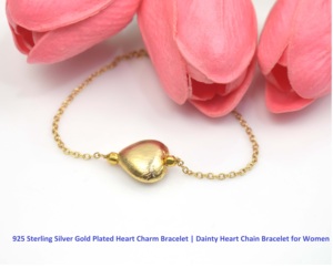 Bracelet chaîne avec pendentif cœur en or pour femmes, bijoux classiques à porter tous les jours - Product Image 5