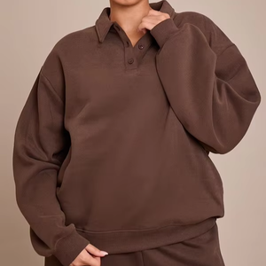 Conjunto Deportivo Casual de 2 Piezas para Mujer, Pantalones y Sudadera Holgados de Alta Calidad, Estilo Oversize con Cuello Polo - Product Image 2