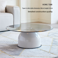 Table basse de luxe moderne minimaliste, ensemble de tables basses rondes en verre haut de gamme au design minimaliste moderne avec table d'appoint