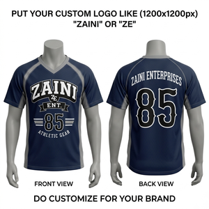 Camiseta de Béisbol Personalizada de Poliéster Interlock de 180 GSM, Color Azul Marino con Paneles en Gris, Corte Atlético, Impresión de Logotipo por Sublimación - Product Image 1