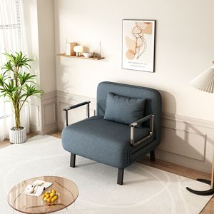Poltrona Letto Convertibile 31,5 Pollici, Divano Pieghevole a Tre Sezioni con Schienale Regolabile e Cuscino, Chaise Longue per il Relax, Struttura in Acciaio Resistente - Product Image 1