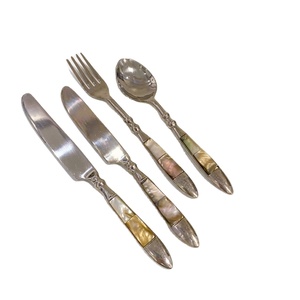 Luxury Mother Of Pearl <b>Handle</b> Cutlery Set Vintage Silver Finished Stainless Steel Flatware Set For Wedding & Home Dining Use - Product Image 1