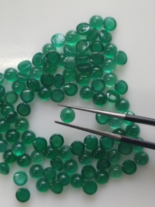 Onyx vert naturel, cabochon rond de 4,5 mm, pierre précieuse de qualité supérieure, en vrac, pour la fabrication de bijoux - Product Image 3