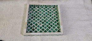 Bandeja para servir artesanal de madera y MDF con estilo Zig Zag, incrustaciones de hueso antiguo con diseño rojo y blanco, bandeja para servir con incrustaciones de hueso envejecido - Product Image 4