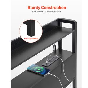Adjustable Height <b>Headboard</b> for <b>King</b> <b>Size</b> <b>Bed</b> with 2 Shelves Storage Freestanding Charging Station Bedroom Furniture - Product Image 4
