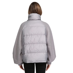 <b>Quilted</b> <b>Jacket</b> Women Winter Pillow Collar Full Sleeve Drop Shoulder Zipper Closure Thick Padded Coat Solid Color - Product Image 2