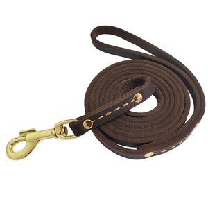 Heavy Duty Genuine Leather Dog <b>Training</b> Leash Comfortable Custom Logo Wholesale Price Leather Dog Leash - Product Image 1