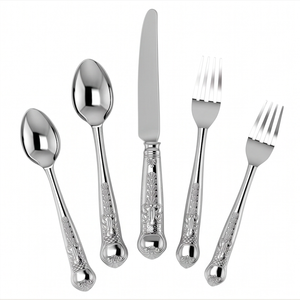 Ensemble de couverts élégants en acier inoxydable argenté avec manche vert élégant pour la salle à manger, la cuisine, les mariages et les restaurants - Product Image 1