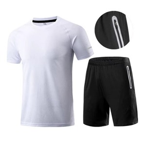 ชุดออกกำลังกายผู้ชายแบบขายส่ง เสื้อยืดและกางเกงขาสั้นแห้งเร็วสำหรับฟิตเนสและการฝึกซ้อมกีฬา - Product Image 5