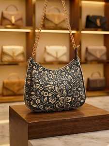 <b>Bow</b> Canvas Flap Chain Strap Hobo Handbag Mini Shoulder Bag Zipper Closure Waterproof Elite Craft Studio 1L Portable Daily Travel - Product Image 3