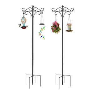 2-Packs Heavy Duty Double Shepherds <b>Hook</b> 4 Adjustable Height Bird Feeder <b>Pole</b> with 5 Prong Base Garden Hanging Basket Accessory - Product Image 4