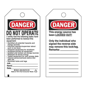 ป้ายล็อคเอาท์ Brady Lockout Tag-Durable ป้ายห้ามใช้งานเพื่อความปลอดภัยในการบำรุงรักษาอุปกรณ์ - Product Image 3