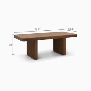 Table à manger rectangulaire moderne en bois massif Daystar Trade, base en piédestal cannelé, design élégant à nervures, 4 places, assemblage requis - Product Image 3