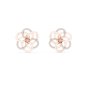 Juego de pendientes de diamantes cultivados en laboratorio con diseño floral entrelazado en oro rosa de 18 quilates para mujer, para compromiso, boda, fiesta, regalo de San Valentín, uso diario - Product Image 1