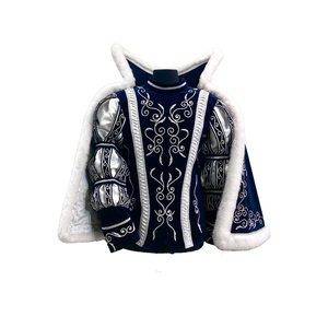Carnival Prince Suit Blue Velvet Prince Costume Silver Embroidery White Fur Trim Fancy Carnival Dress - Product Image 1