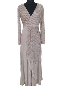 Dernière haute couture fait à la main perlé soirée élégante mince grande taille femmes parole longueur robe de bal paillettes tombé - Product Image 1