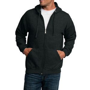 Sudadera con capucha de forro polar con cremallera para hombre, de gran tamaño, cálida para invierno, mezcla de algodón - Product Image 1
