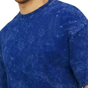High Quality Acid Wash Front Logo T-Shirt for Men Custom Printing Oversized <b>Knitted</b> 100% Cotton OEM Wholesale Service - Product Image 3
