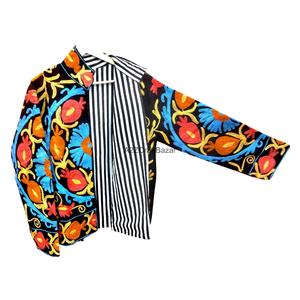 Chaqueta Bohemia Bordada a Mano con Flores para Mujer, Cuello Mandarín, Forro de Corduroy y Algodón a Rayas, Abrigo de Moda Primavera - Product Image 1