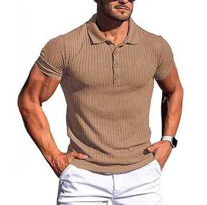 T-shirt en coton tricoté uni à manches courtes pour homme, décontracté, respirant, coupe classique, gris, avec logo personnalisé sur le devant - Product Image 4