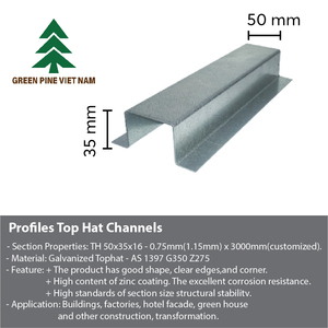 Acier galvanisé de style industriel BMT Z275 de 1,15 mm, type chapeau haut de forme, léger, pour les projets d'hôtels, d'entrepôts et de villas - Product Image 2