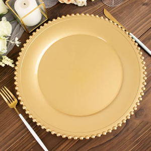 Platos Decorativos Redondos de Plástico PP Hechos a Mano con Diseño de Plantas en Latón Metálico de Lujo Moderno para Bodas, Fiestas y Hoteles - Product Image 3