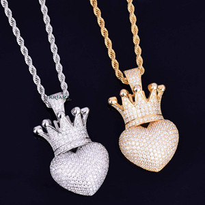 Pendentif en argent 925 plaqué or rose en forme de cœur avec diamant moissanite, bijoux de luxe unisexe - Product Image 5