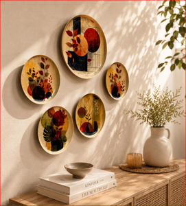 <b>Decorative</b> Metal <b>Wall</b> <b>Plates</b> Set of 5 for Living Room | Handcrafted Multicolor Ethnic Hanging <b>Wall</b> Art for Bedroom, Hall & Home - Product Image 4