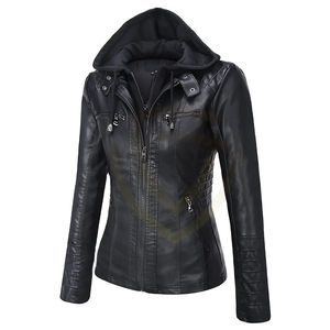 Veste en cuir pour femme respirante de haute qualité, style tendance, nouveau modèle, fermeture éclair décontractée, veste en cuir pour femme - Product Image 1