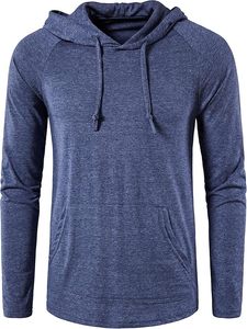 <b>Lightweight</b> <b>Hoodie</b> Casual Hooded Sweatshirts Solid Color Breathable Knitted Men's Gym Workout Active Long Sleeve Pullover - Product Image 6