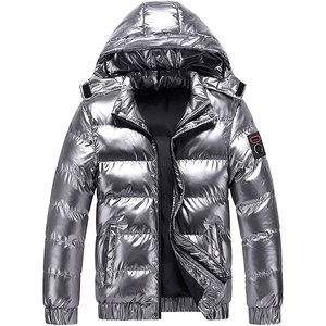 Veste matelassée réversible imperméable à capuche pour homme, avec logo imprimé sur le devant, personnalisable en gros, OEM, multi-poches, hiver - Product Image 4