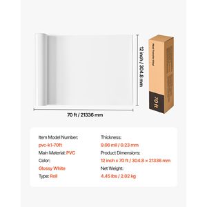 Rotolo di Vinile Termotrasferibile Bianco Lucido 12 pollici x 70 piedi, Facile da Tagliare e Sverniciare, Forte Adesione, Compatibile con Carta e Pellicola Termotrasferibile - Product Image 6