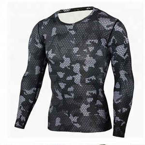 Men Long Sleeve Rash Guard Sublimation Print Compression Shirt Quick Dry <b>Blue</b> Black Gray Pattern Sport Top Adult Rash Guard - Product Image 5