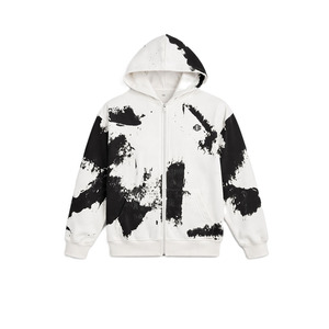 Sweat-shirts à capuche zippés personnalisés avec logo pour hommes, design éclaboussures de peinture, streetwear, molleton épais, fabricant OEM, approvisionnement en gros - Product Image 4