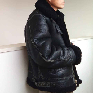 Custom Logo <b>Fur</b> Sleeve Leather <b>Jacket</b> <b>Men</b> High Quality Pakistani Manufactured Gothic Vintage Collarless Waterproof Breathable - Product Image 6