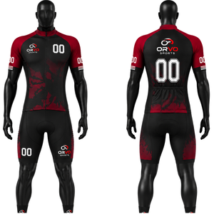 Ensemble maillot et short de cyclisme Orvo Sports unisexe pour adulte, orange et noir, respirant, manches courtes, pour vélo de route, course, équipe personnalisée, OEM - Product Image 2