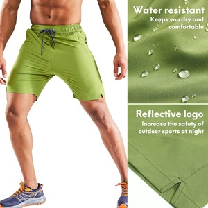 Men's Green Quick Dry Shorts With Drawstring <b>Elastic</b> Waist Solid Color Casual Sport Short Pants Moisture Wicking Breathable - Product Image 5