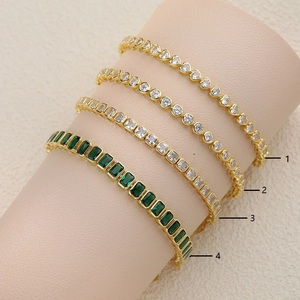 Bracelets tennis pour femme en argent sterling 925, motif cœur tendance, sertissage clos, avec zircon taille Asscher 0,50 CT et pierre précieuse émeraude - Product Image 6