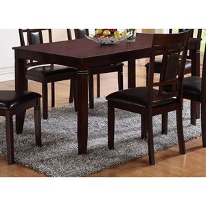 7-Piece Dinette <b>Set</b> Espresso Finish Rectangular <b>Table</b> Faux Leather Upholstery <b>Side</b> Chairs Lattice Design Padded Dining Room <b>Set</b> - Product Image 6