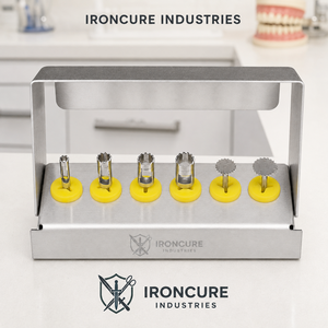 IRONCURE INDUSTRIES Kit de 6 instruments de coupe osseuse pour implants dentaires (treflons et disques de scie) 3-6mm avec étui métallique et manuel - Product Image 4