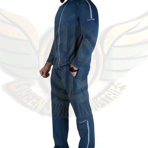 Ensemble de survêtement pour hommes en polaire de haute qualité pour l'automne élégant vert SW veste à glissière avec impression Sports d'hiver à capuche Jogging survêtement - Product Image 1