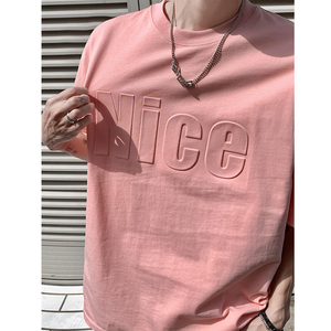 T-shirt Streetwear Personnalisé 100% Coton Style Oversize T-shirts en Coton T-shirts Gaufrés Imprimés sur Mesure - Product Image 5